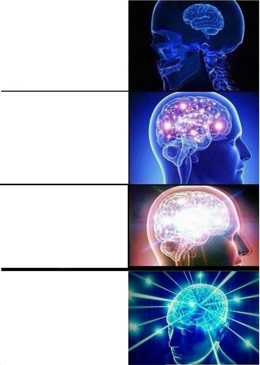 Expanding Brain meme about Verb Products