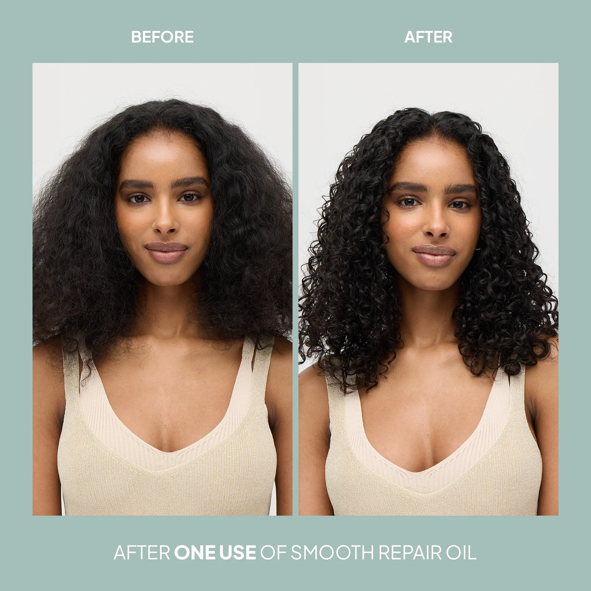 Before and after one use of Smooth Repair Oil